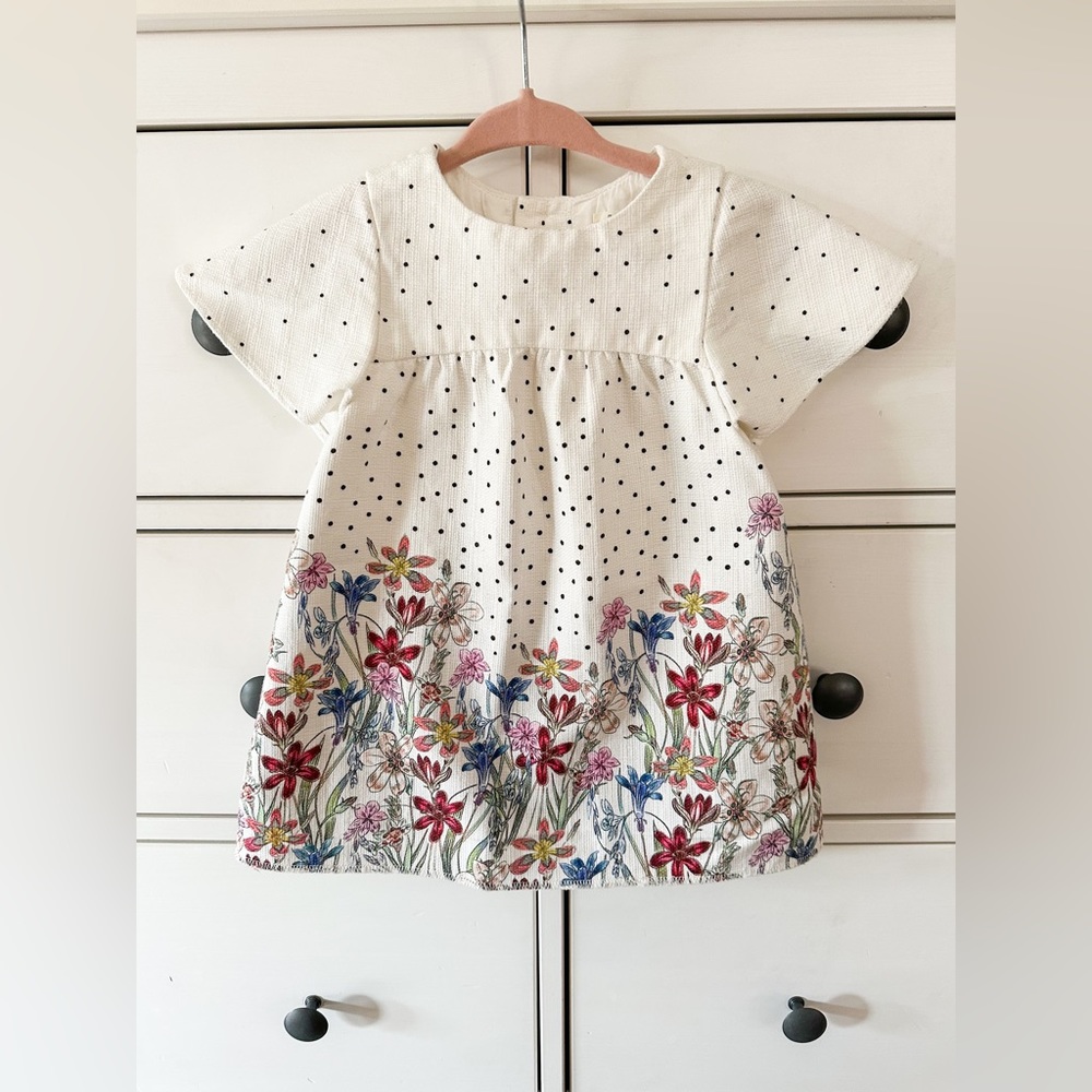 Zara Kids White Floral Casual Dress